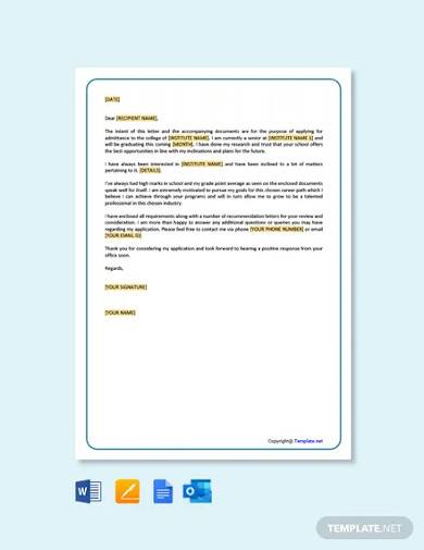 free school application letter template