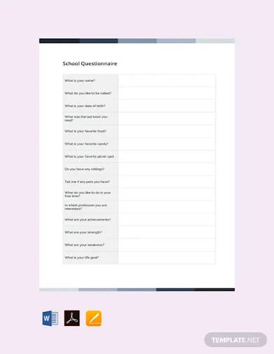 free school questionnaire template