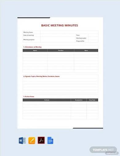 free simple basic meeting minutes template