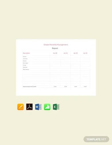 free simple monthly management report template