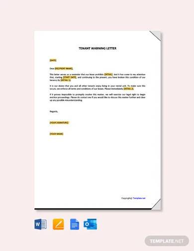 free tenant warning letter