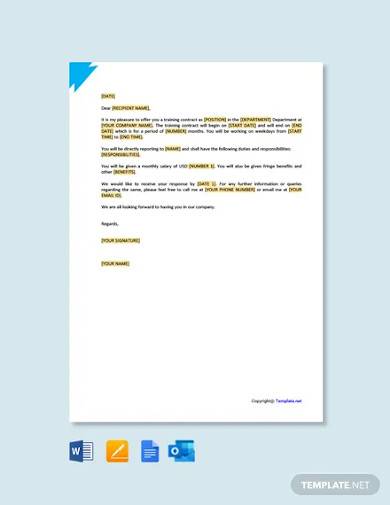 free training contract offer letter