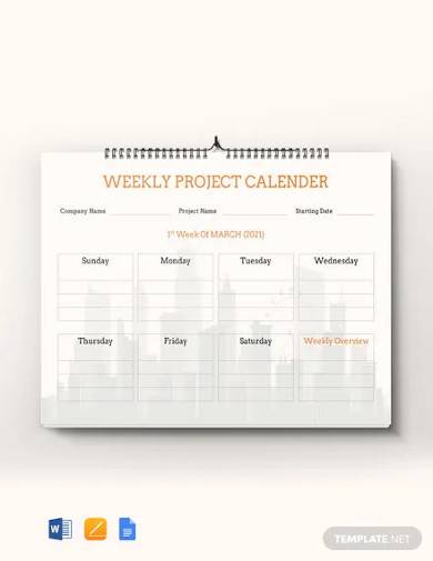 free weekly project desk calendar template