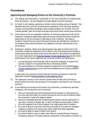 freedom of expression policy procedures