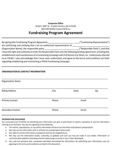 fundraising program agreement