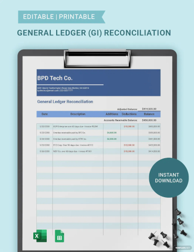 general ledger gl reconciliation template
