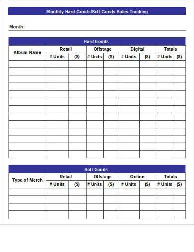 goods sales tracking template