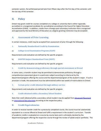 high school credit assessment policy
