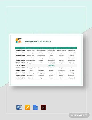 homeschool schedule template