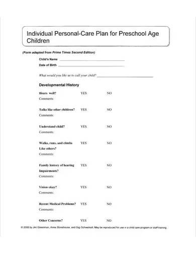 individual personal care plan