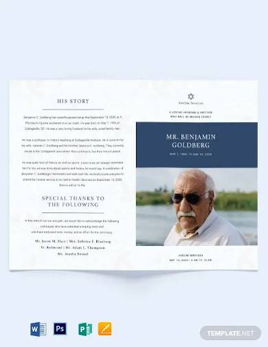 jewish funeral program bi fold brochure