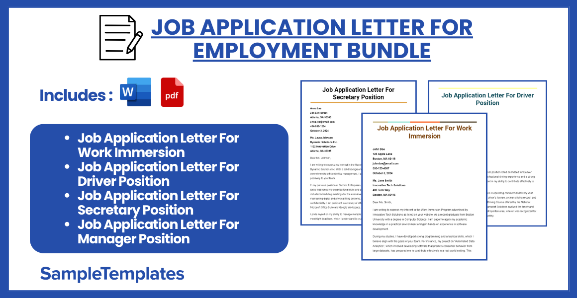 job application letter for employment bundle