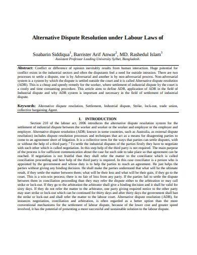 labour alternative dispute resolution