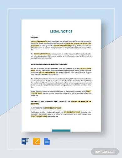 legal notice template