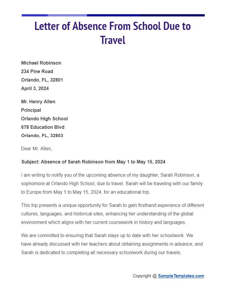 letter of absence from school due to travel1