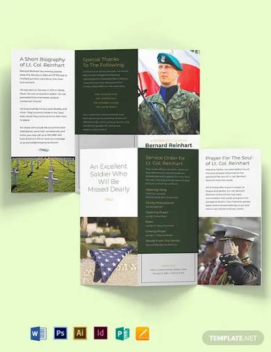 military funeral program tri fold brochure