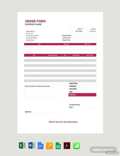 order form template free download