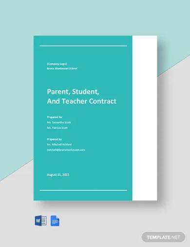 parent student and teacher contract template