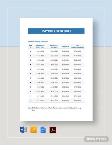 payroll schedule template