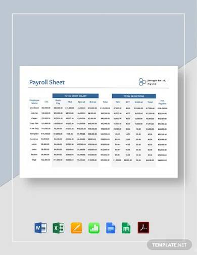 payroll sheet template