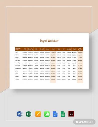 payroll worksheet template