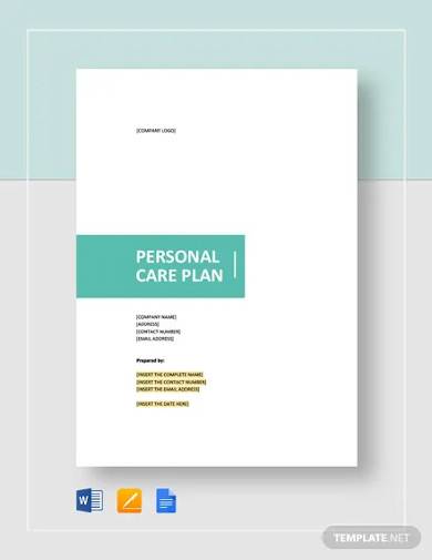 personal care plan template