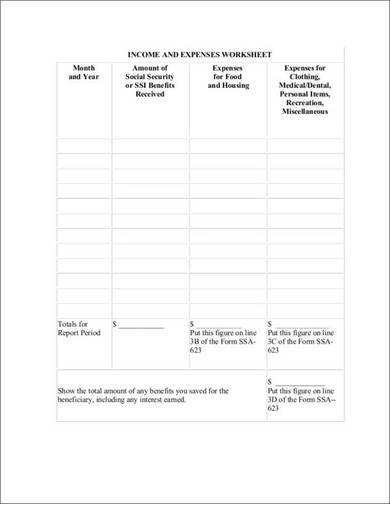 printble income and expenses worksheet