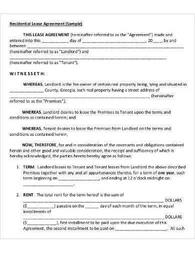 private residential lease agreement