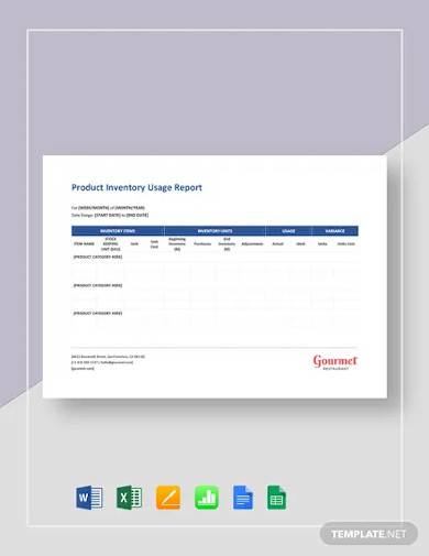 product inventory usage report template