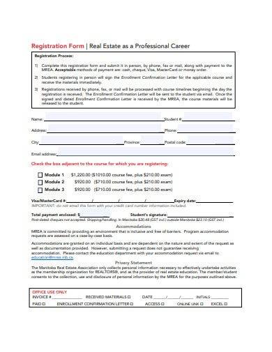 professional career registration form template