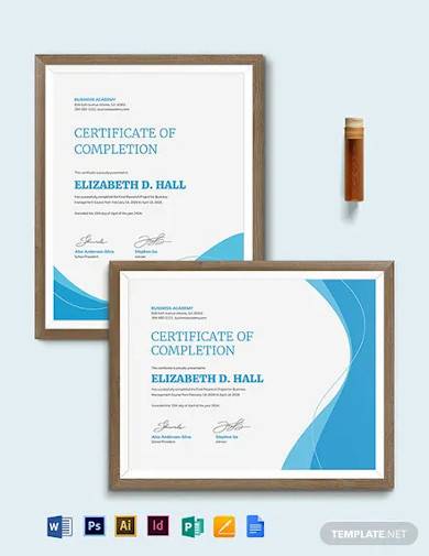 project completion certificate template