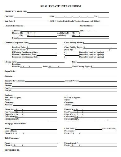 real estate intake form template