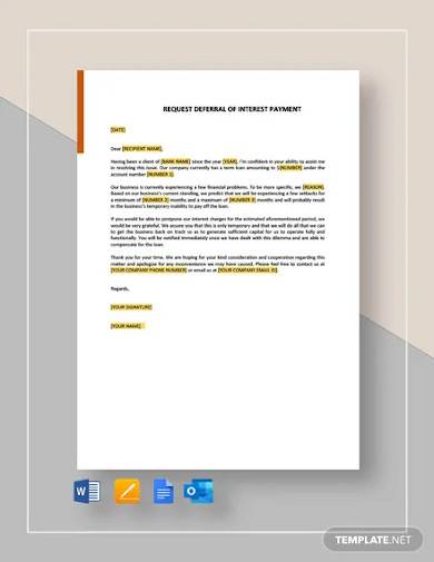 request deferral of interest payment template