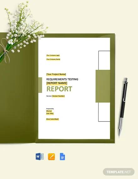 requirements testing report template