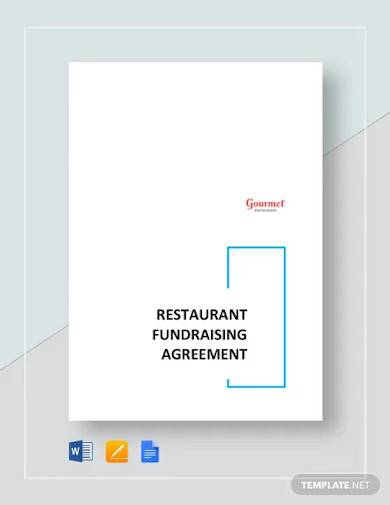 restaurant fundraising agreement template