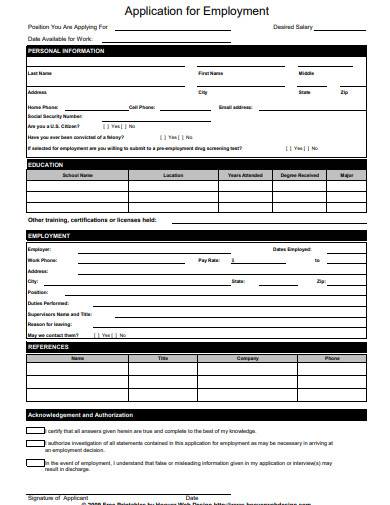 Free 8 Restaurant Application Forms In Pdf Ms Word 13 Restaurant 