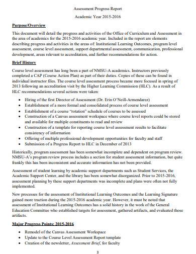 how to write student assessment report