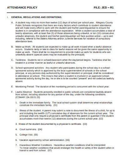 FREE 10 School Attendance Policy Samples In MS Word PDF