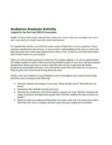 sample audience analysis activity