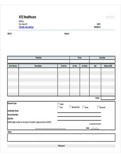 sample blank medical invoice template