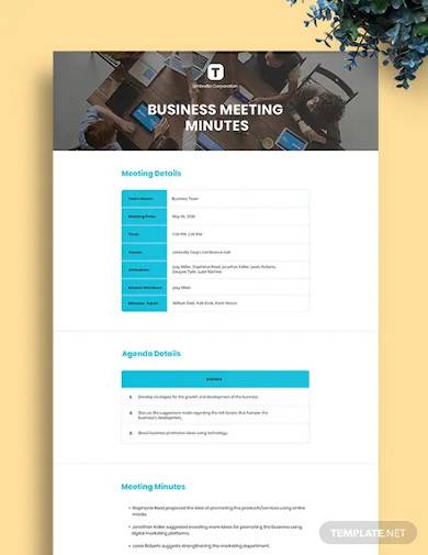 sample business meeting minutes template