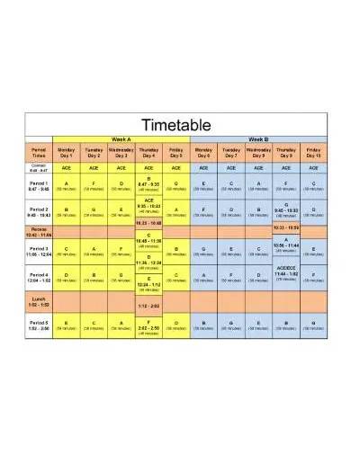 FREE 20 School Timetable Samples In MS Word MS Excel Pages 