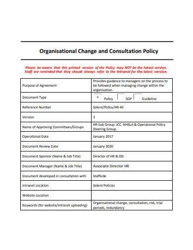 sample organizational consultation policy