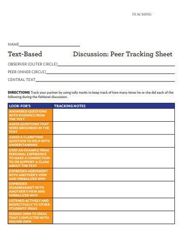sample peer evaluation tracking sheet
