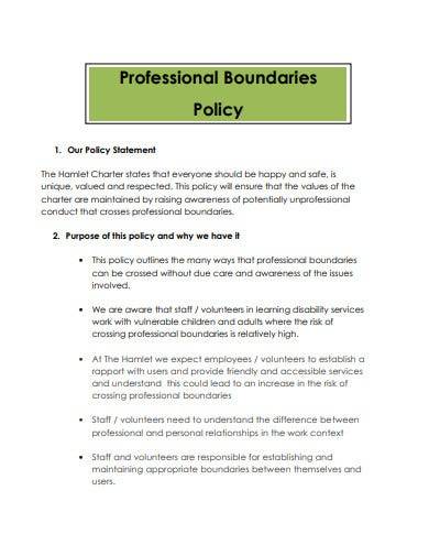 sample professional boundaries policy