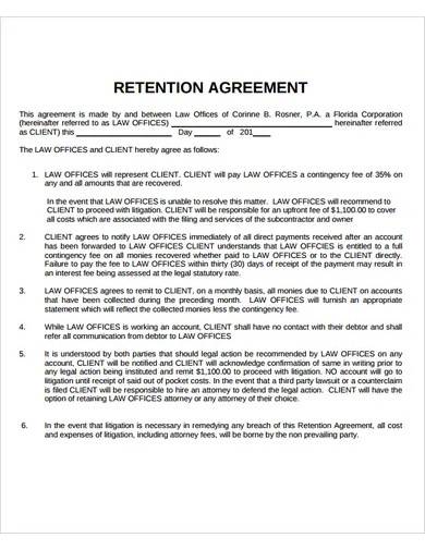 sample retention agreement