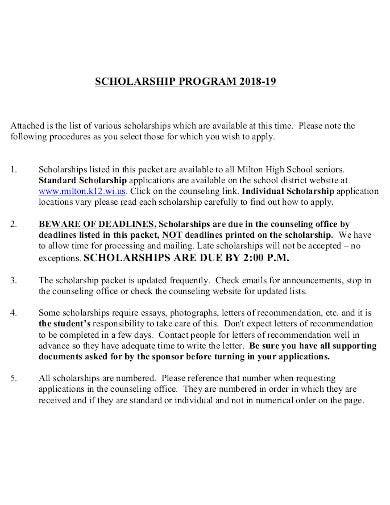 sample school scholarship program