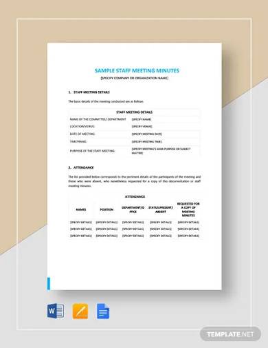 sample staff meeting minutes template