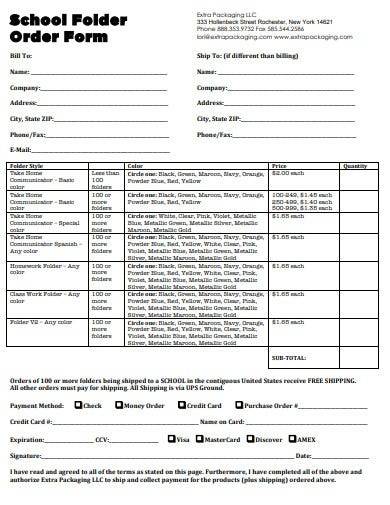 school folder order form