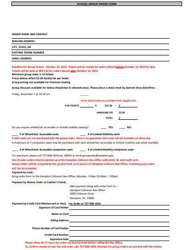 school group order form template